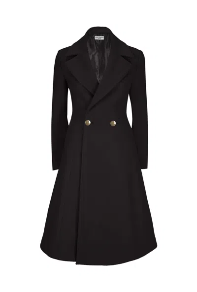 James Lakeland Women's Double Breasted A Line Coat Black