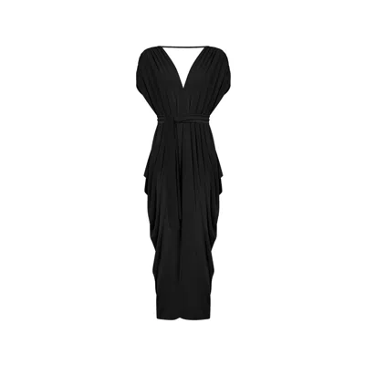 James Lakeland Women's Draped Maxi Black Dress