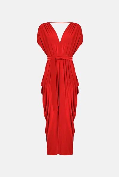 James Lakeland Women's Draped Maxi Red Dress