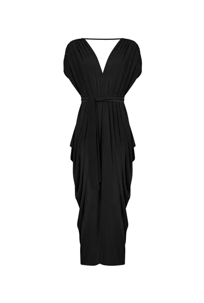 James Lakeland Women's Draped Open-back Midi Dress – Black
