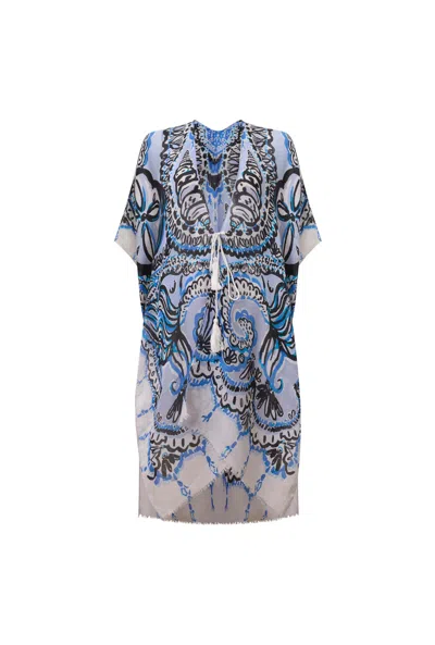 James Lakeland Women's Ethnic Print Blue Kaftan