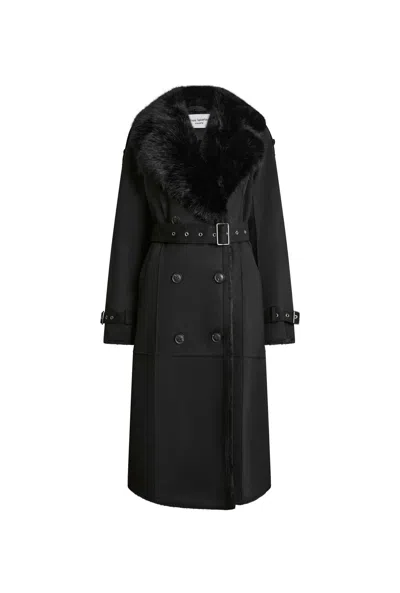 James Lakeland Women's Faux Fur Suede Black Coat