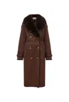 James Lakeland Women's Faux Fur Suede Brown Coat In Brown