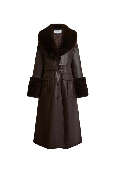 James Lakeland Women's Faux Leather Brown Coat