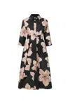 James Lakeland Women's Blue Navy Flower Cotton Dress In Black