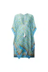 James Lakeland Women's Geometric Print Blue Kaftan