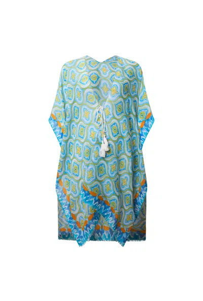 James Lakeland Women's Geometric Print Blue Kaftan