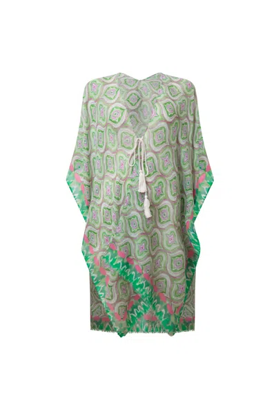 James Lakeland Women's Geometric Print Green Kaftan