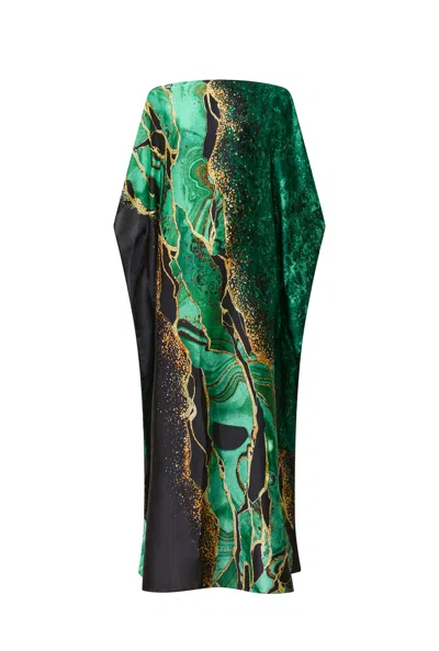 James Lakeland Women's Green / Black Emerald Marbled Maxi Kaftan In Green/black