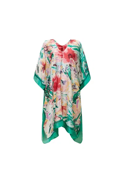 James Lakeland Women's Green Floral Mosaic Kaftan