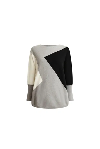 James Lakeland Women's Grey Colour-block Batwing Knit In Multi
