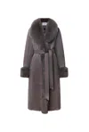 James Lakeland Women's Grey Faux Fur Trim Coat In Gray