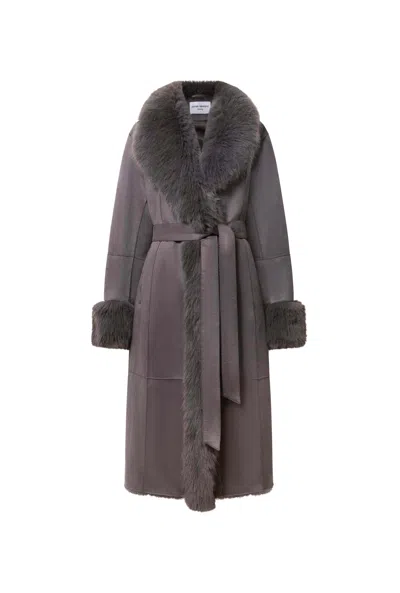 James Lakeland Women's Grey Faux Fur Trim Coat In Gray