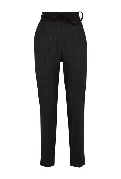 James Lakeland Women's Grey Pinstripe Jersey Trousers In Black