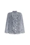 James Lakeland Women's Grey Printed Ruffle Detail Shirt In Grey