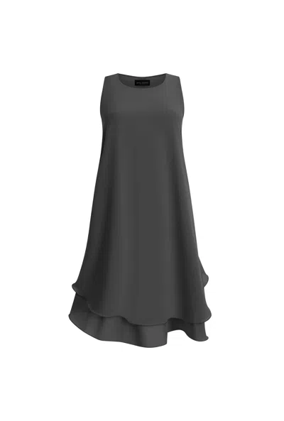 James Lakeland Women's Grey Sleeveless Wave Hem Dress Charcoal