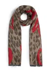 James Lakeland Women's Heart Detail Leopard Print Scarf Brown In Brown