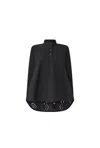 James Lakeland Women's Lace Cotton Black Shirt In Black