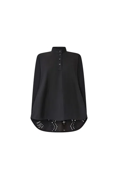 James Lakeland Women's Lace Cotton Black Shirt