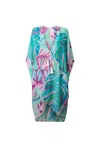 James Lakeland Women's Leaf Print Blue Kaftan