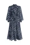 James Lakeland Women's Leopard Print Midi Ruffle Dress Black In Black