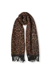 James Lakeland Women's Leopard Tassel Brown Scarf In Brown