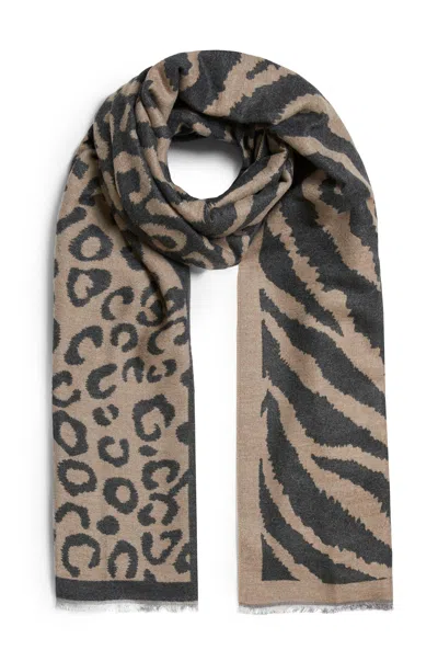 James Lakeland Women's Leopard-zebra Print Scarf Beige-brown