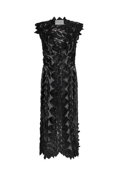 James Lakeland Women's Long Black Leaf Leather Gilet