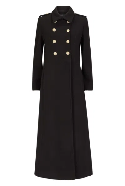 James Lakeland Long Military Coat In Black