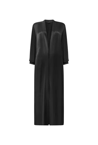 James Lakeland Women's Long Satin Black Cardigan