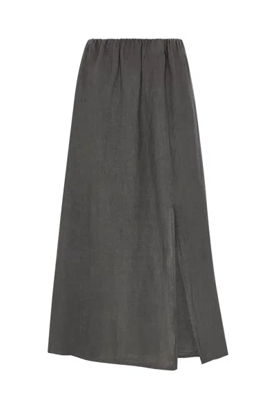 James Lakeland Women's Maxi Linen Skirt - Grey In Gray