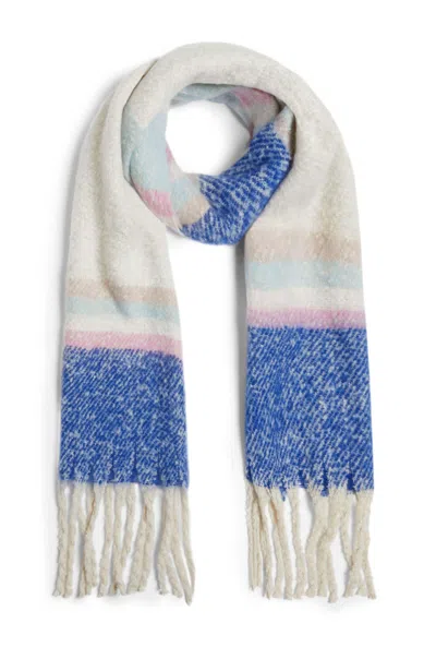 James Lakeland Women's Neutrals / Blue / Pink Stripe Blanket Scarf Blue