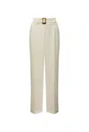 James Lakeland Women's Neutrals Buckle Waist Cream Trousers In White