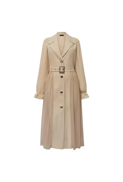 James Lakeland Women's Neutrals Cotton Tulle Beige Trench