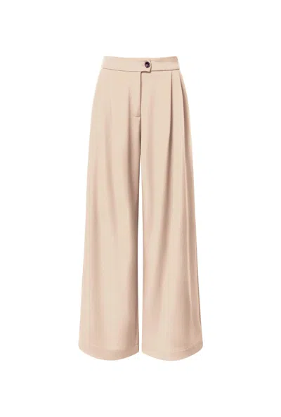 James Lakeland Women's Neutrals Cream Wide Leg Suit Trousers
