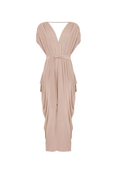 James Lakeland Women's Neutrals Draped Open-back Midi Dress – Taupe In Brown