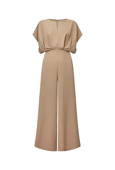 James Lakeland Women's Neutrals Draped Shoulder Jumpsuit In Beige
