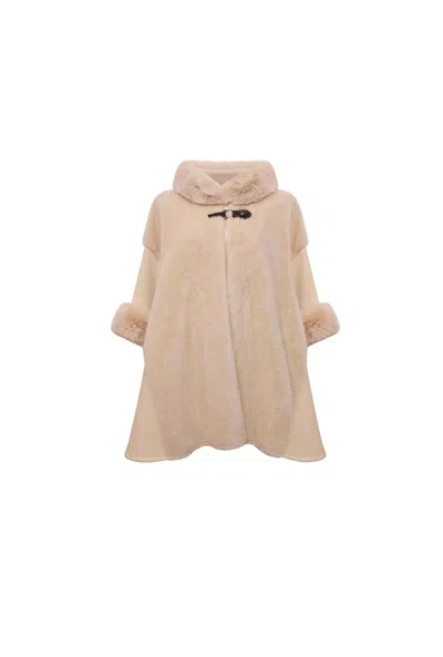James Lakeland Women's Neutrals Ivory Faux Fur Cape In White