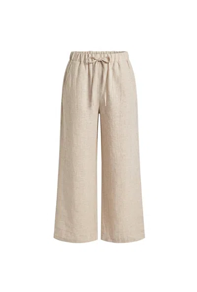 James Lakeland Women's Neutrals Linen Blend Beige Drawstring Trousers In White