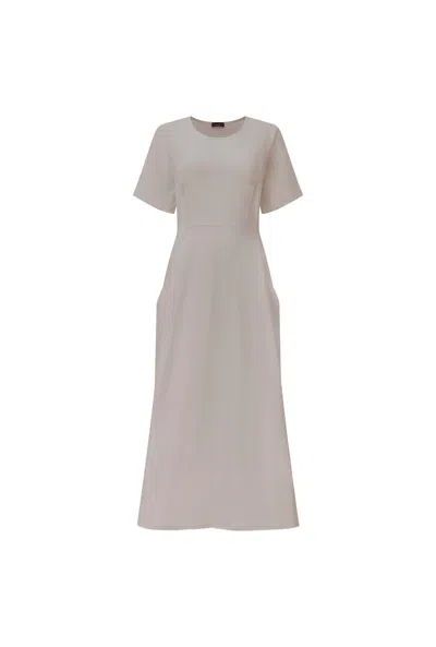 James Lakeland Women's Neutrals Linen Taupe Pocket Midi Dress