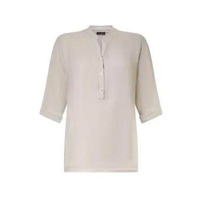 James Lakeland Women's Neutrals Mandarin Collar Linen Top In Orange