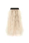 James Lakeland Women's Neutrals Organza Ruffle Nude Skirt In Brown