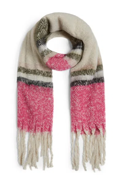 James Lakeland Women's Neutrals / Pink / Purple Stripe Blanket Scarf Pink