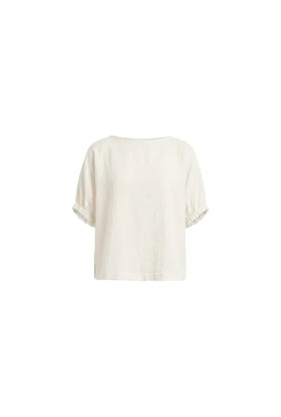 James Lakeland Women's Neutrals Relaxed Gathered Sleeve Top – Cream