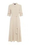 James Lakeland Women's Neutrals Roll Sleeve Midi Dress Beige In Beige