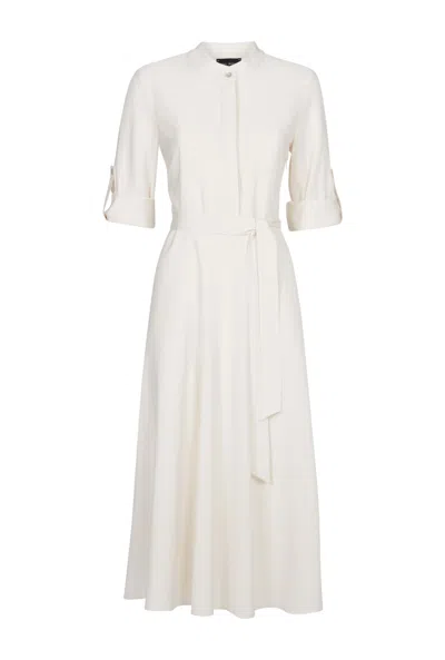 James Lakeland Women's Neutrals Roll Sleeve Midi Dress Cream In White