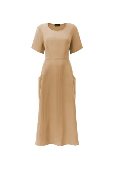 James Lakeland Women's Neutrals Sand Linen Midi Dress