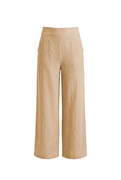James Lakeland Women's Neutrals Sand Linen Wide-leg Trousers In Brown