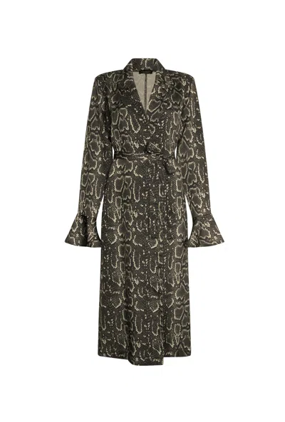 James Lakeland Women's Neutrals Snake Beige-black Wrap Dress In Beige/black