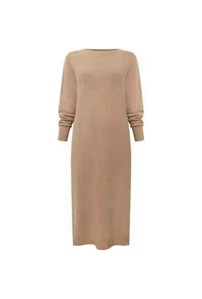 James Lakeland Women's Neutrals Taupe Knitted Midi Dress In Brown